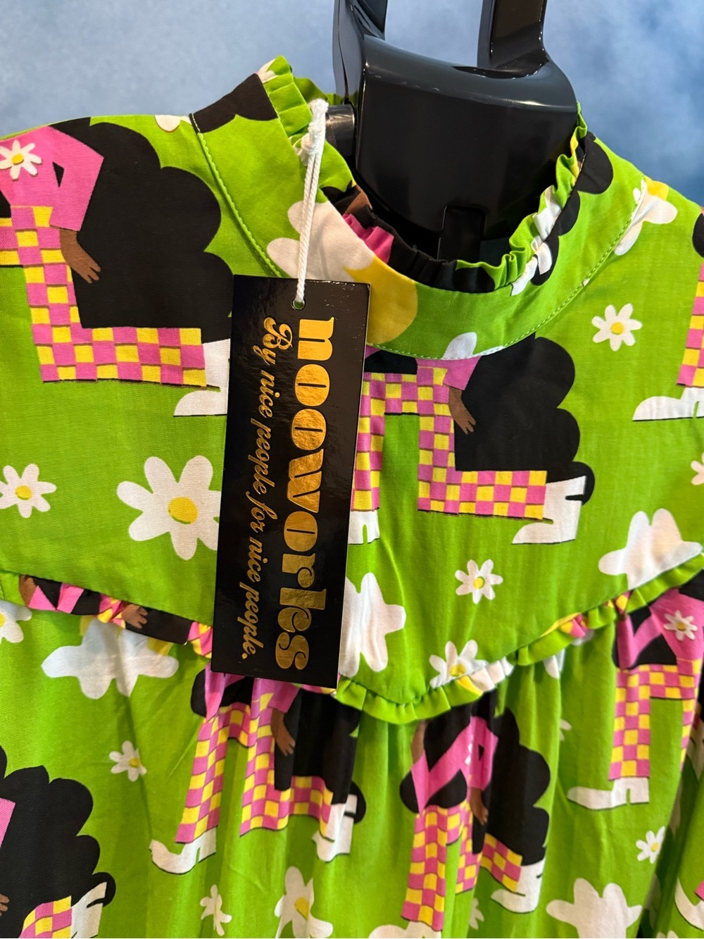 Nooworks Stevie Dress in checkered ladies print. NWT - Picture 2 of 7